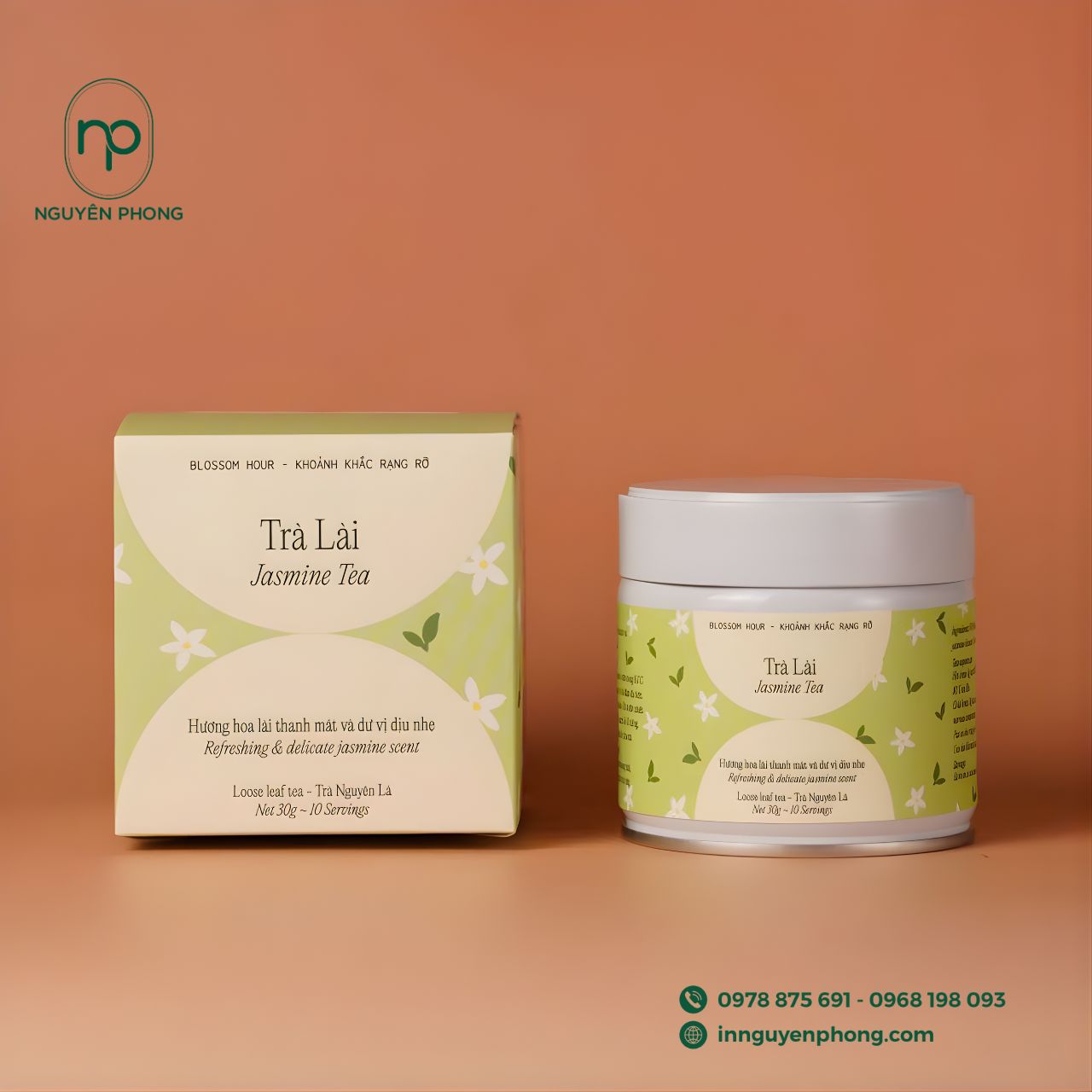 Mẫu in tem dán trà hoa lài